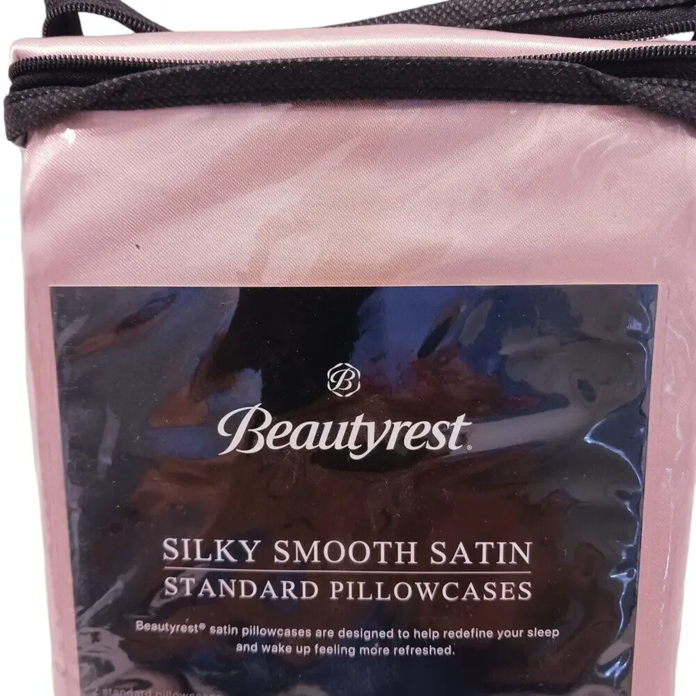 2 Pc Beautyrest STANDARD Satin Pillowcases SOFT PINK SilkyTherapeutic Hair Skin